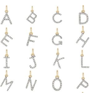 Zoe Lev pave diamond initial charm “B” 14k gold for necklaces earrings bracelets